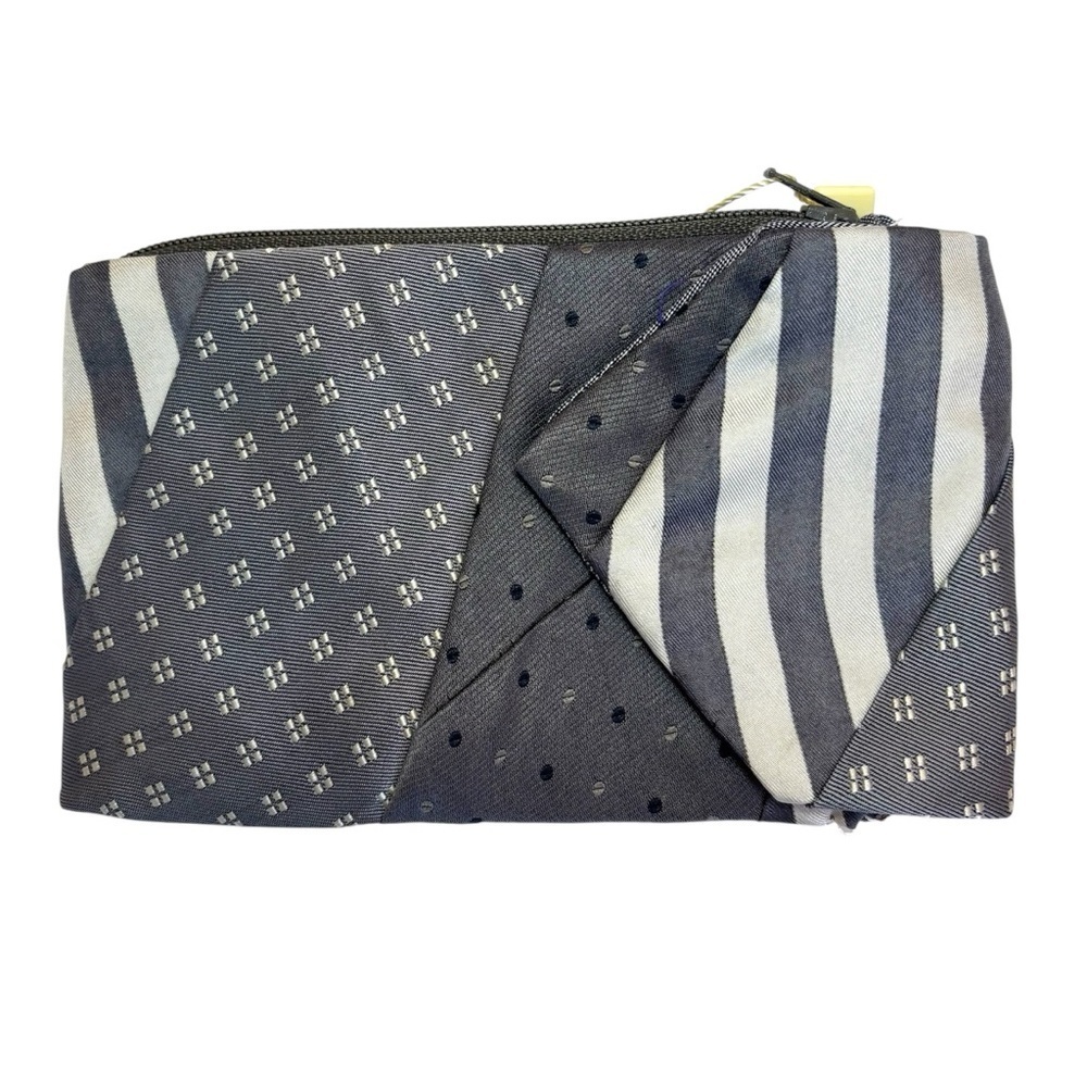 Ten Thousand Villages Handmade Patchwork Vintage Ties Soft Edges Purse Gray NEW